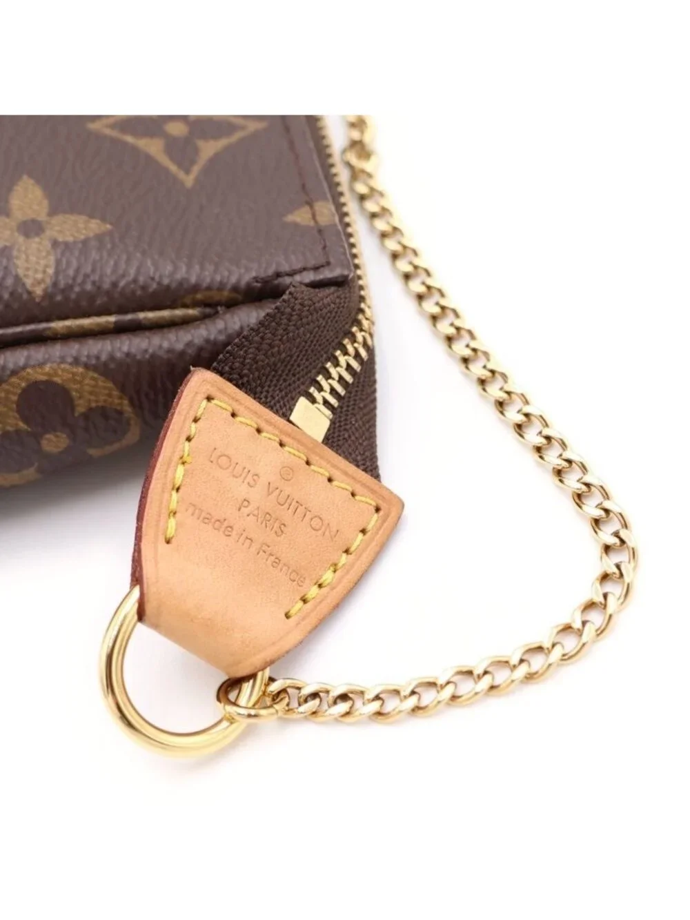 Louis Vuitton Monogram Mini Pochette Mini Handbag Pouch Brown Gold
